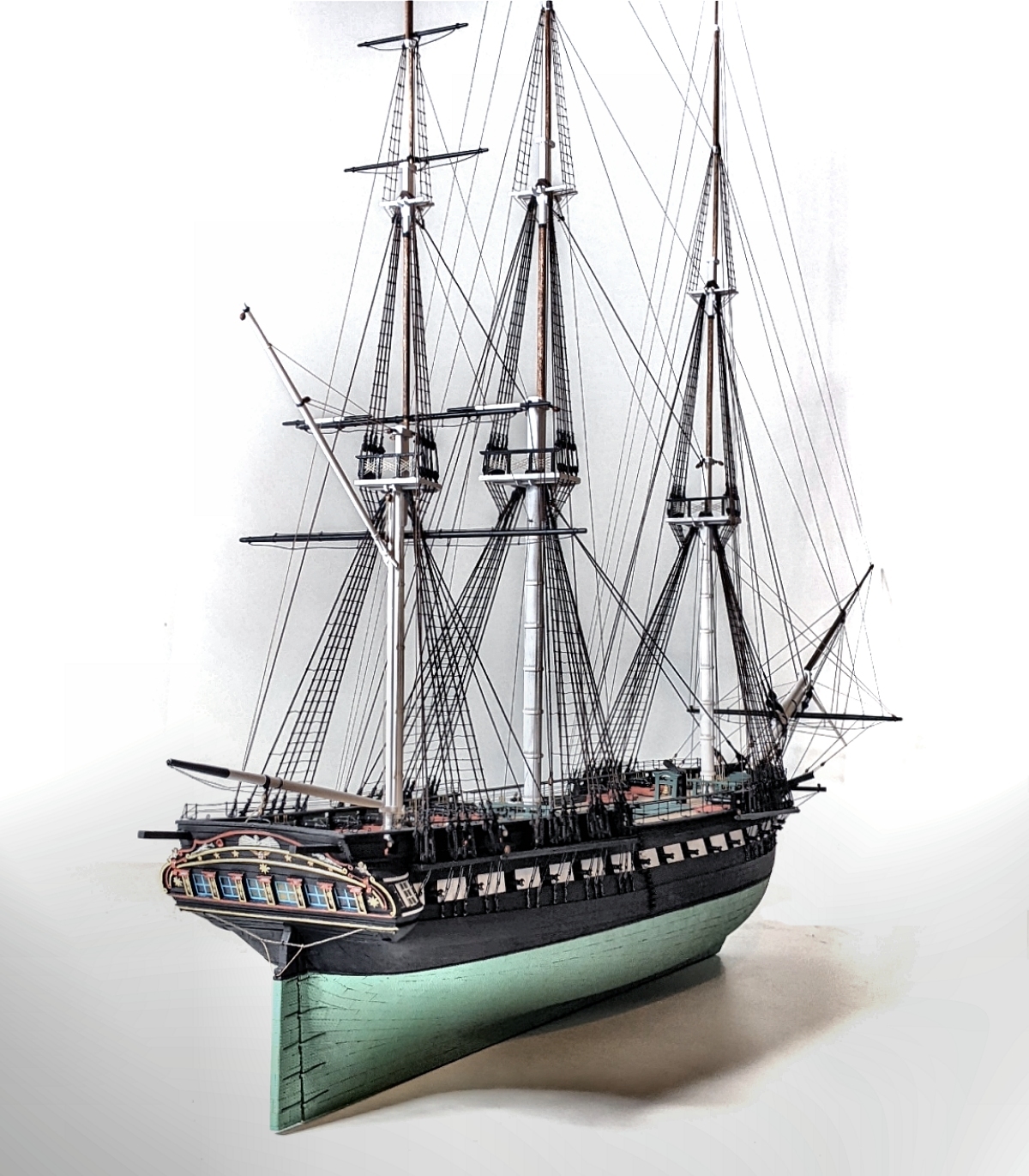 Constitution's rigging as the yards are going up Image of Constitution's yards