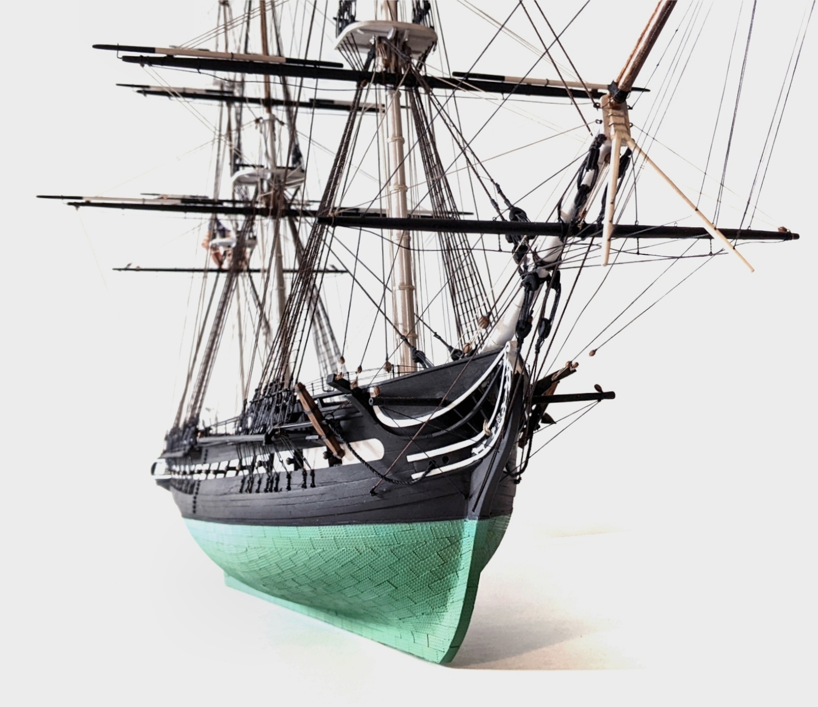 Bow detail of USS Constitution model Image of Constitution's bows