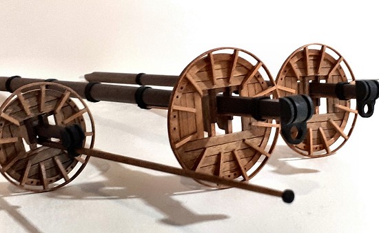 Construction of the masts Image of model masts under construction