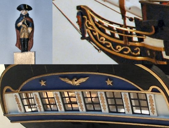 Figurehead and stern details of USS President George Washington Figurehead